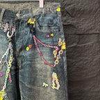 Acne Studios Colorful Chain‑Ornament Wide‑Leg Jeans