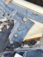 Acne Studios Heavily Distressed Denim Jort Shorts