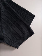 Men's Vertical Ribbed Knit Short‑Sleeve Polo Shirt Open V‑Collar Chest Embroidery Top