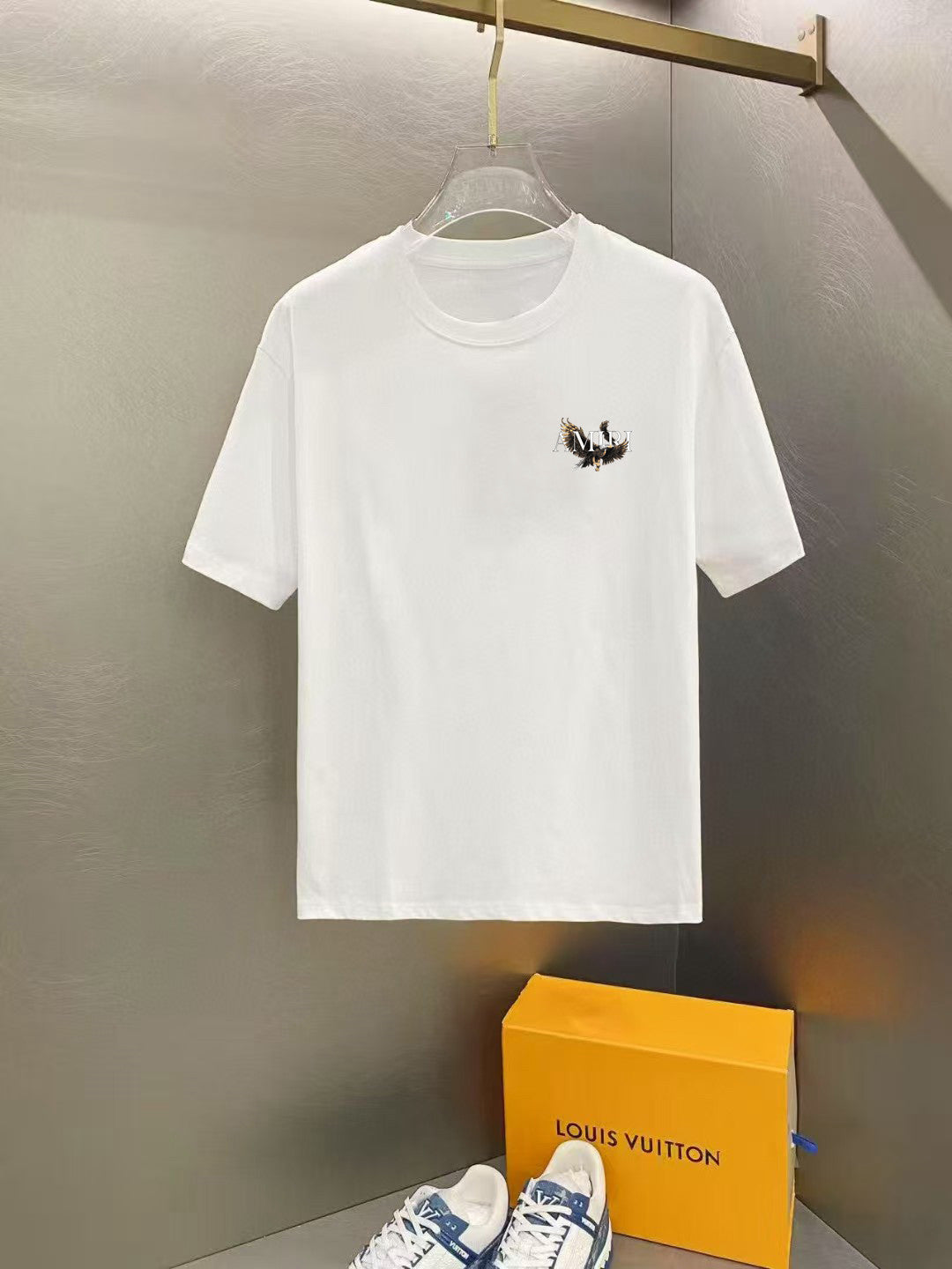 Amiri Eagle Logo Chest Graphic Crew‑Neck Short‑Sleeve T‑Shirt