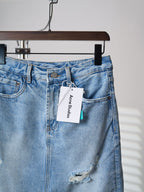Acne Studios Distressed Layer‑Look Denim Skirt‑Trousers