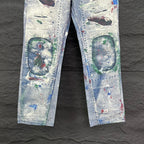 Acne Studios Distressed Paint‑Splatter Patchwork Straight‑Leg Jeans