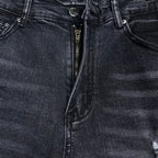 AMIRI White Ribbed Patch Distressed Slim‑Fit Denim Jeans
