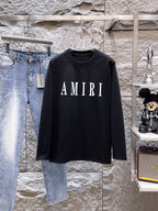 AMIRI Serif Logo Graphic Long‑Sleeve Tee
