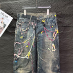 Acne Studios Colorful Chain‑Ornament Wide‑Leg Jeans