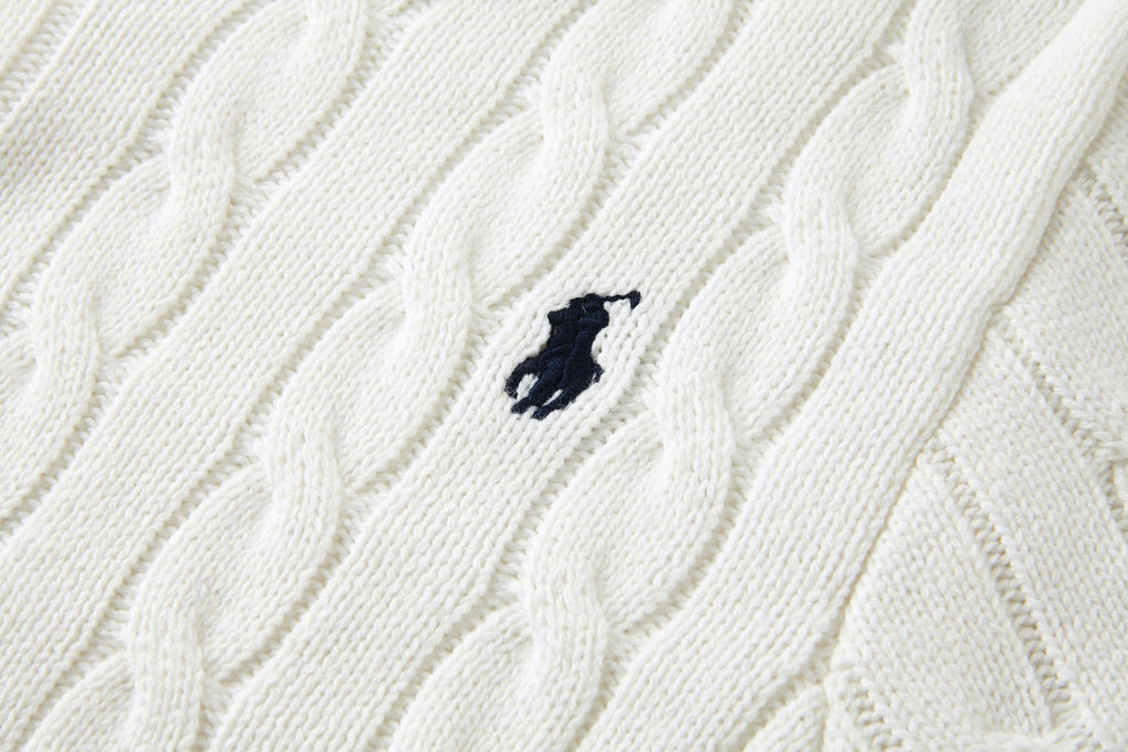 Polo Ralph Lauren Men’s Cable‑Knit Short‑Sleeve Polo Shirt With Navy Pony Embroidery