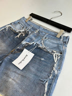 Acne Studios Heavily Distressed Denim Jort Shorts