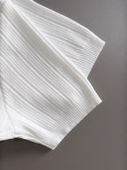 Men's Vertical Rib Knit Short‑Sleeve Polo Shirt Open V‑Collar Chest Embroidery Top