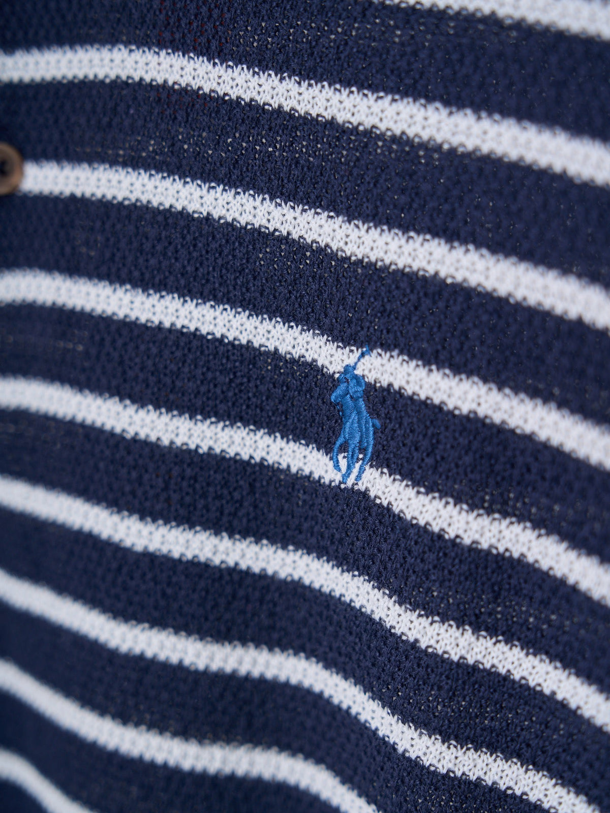 Polo Ralph Lauren Men's Striped Knit Short‑Sleeve Polo Shirt, Blue Pony Embroidery