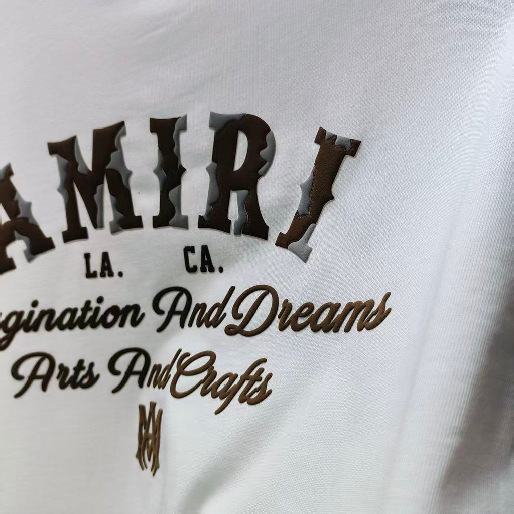 AMIRI Two‑Tone MA Monogram Chest Graphic Short‑Sleeve Tee
