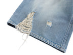 Acne Studios Heavy‑Ripped Distressed Washed Denim Wide‑Leg Jort Shorts