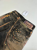 Acne Studios Chain‑Print Wide‑Leg Vintage‑Wash Denim Jeans