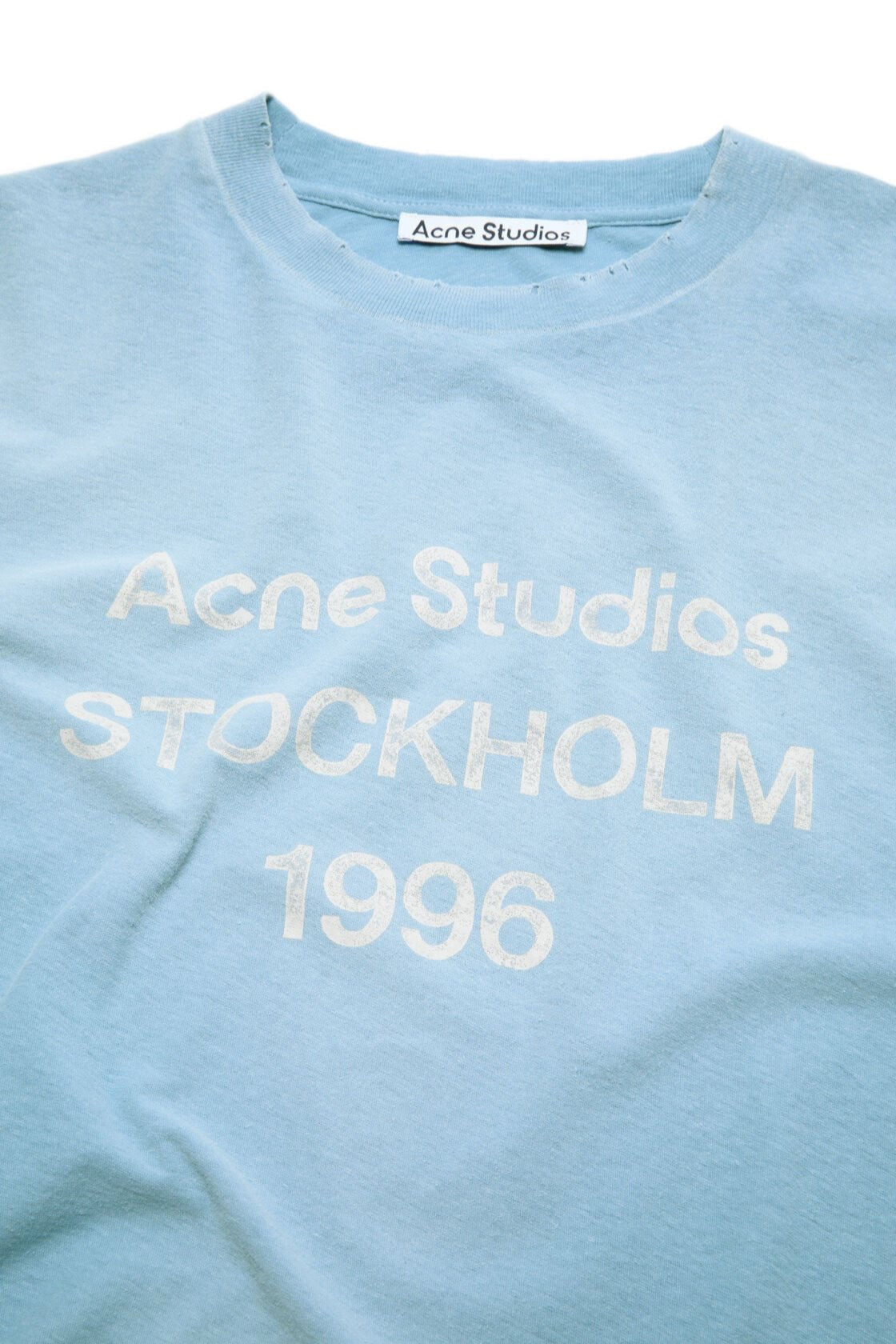 Acne Sprayed 1996 Logo Long Sleeve T-shirt Corn Flower Blue