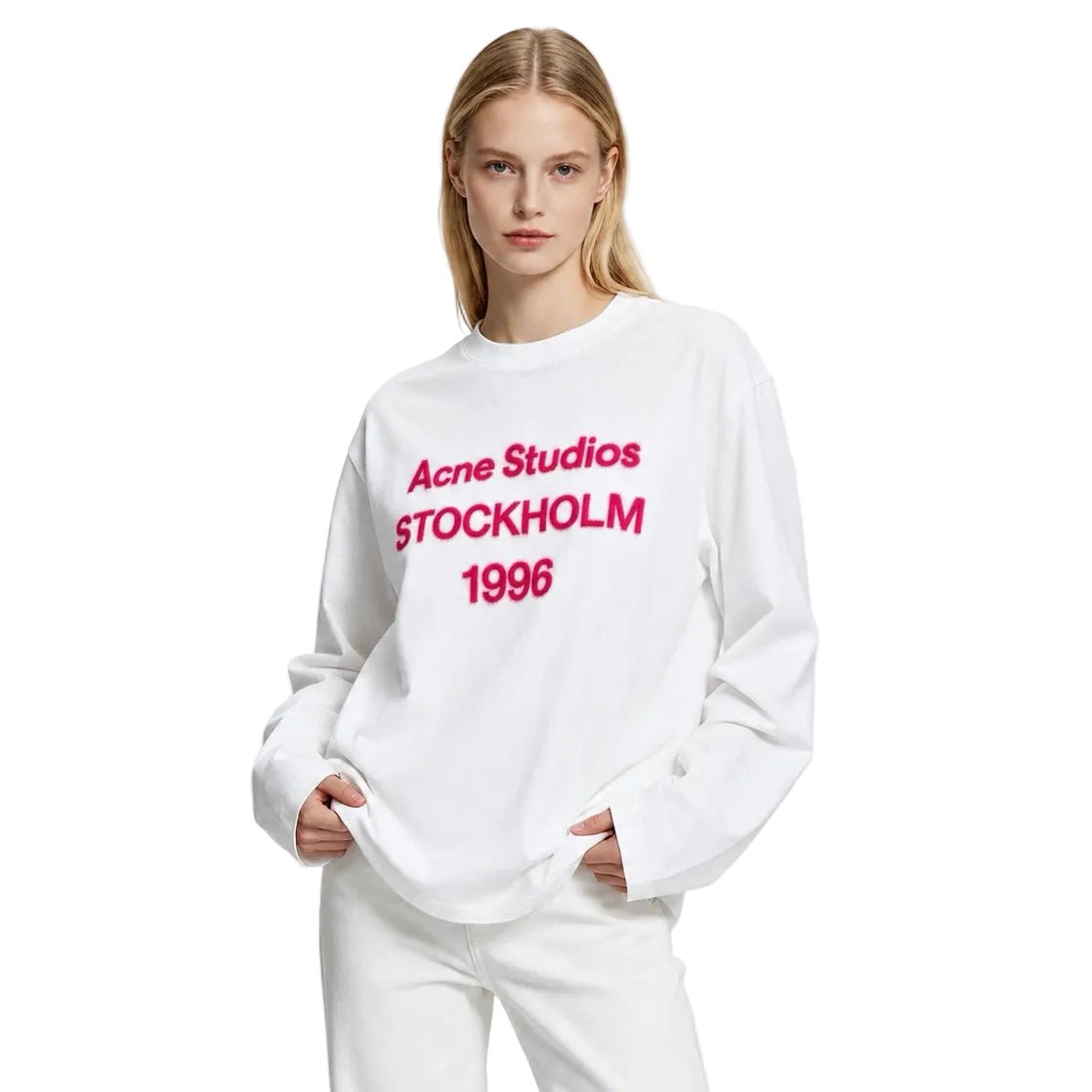 Acne Studios 1996 LOGO Long Sleeve RELAXED FIT Off white