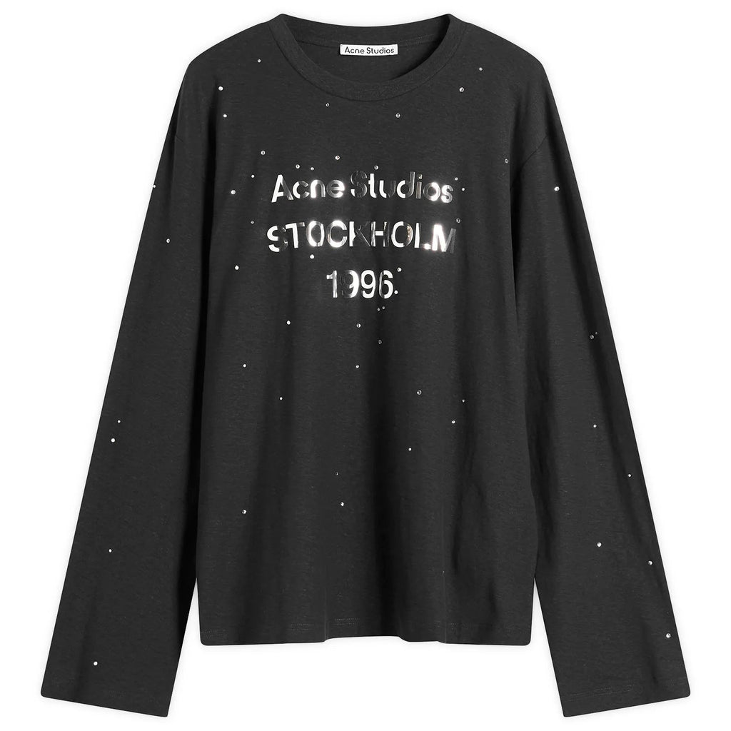 ACNE STUDIOS EDDEN RHINESTONE LONG SLEEVE TOP Black