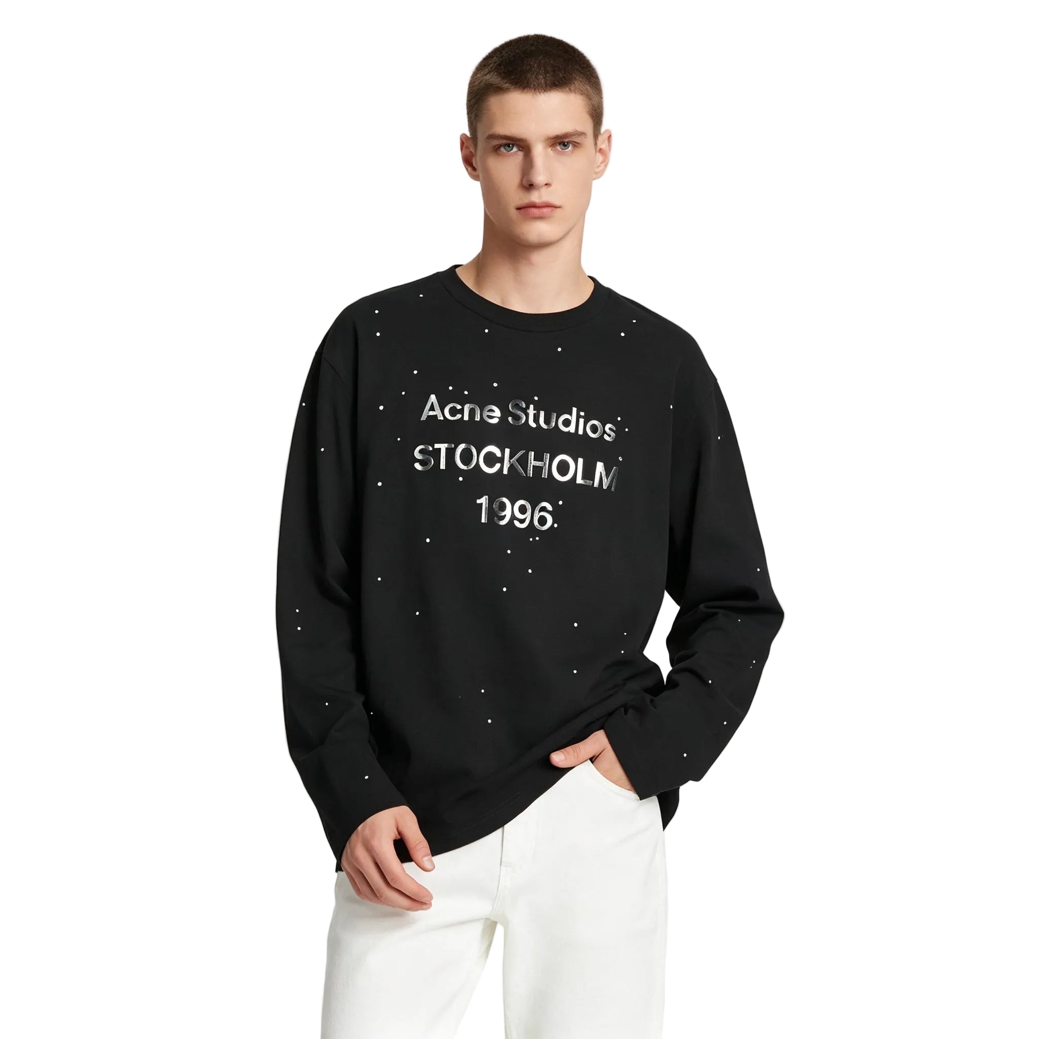 ACNE STUDIOS EDDEN RHINESTONE LONG SLEEVE TOP Black