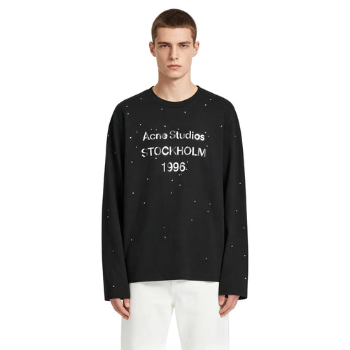 ACNE STUDIOS EDDEN RHINESTONE LONG SLEEVE TOP Black