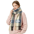 Acne Studios Mohair Checked Scarf Blue Beige Black