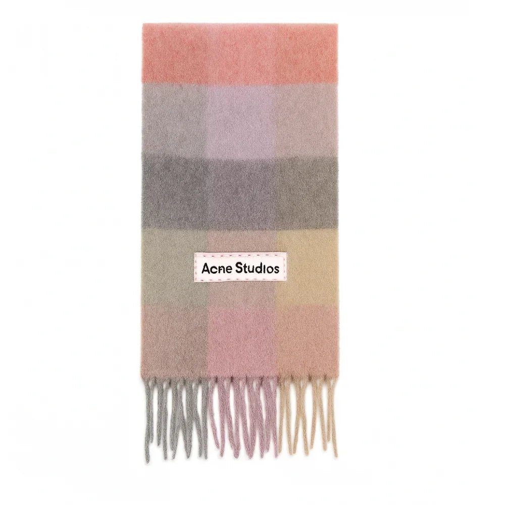 Acne Studios Mohair Checked Scarf Fuchsia lilac pink