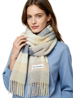 Acne Studios Mohair checked scarf Vanilla/beige/lavender
