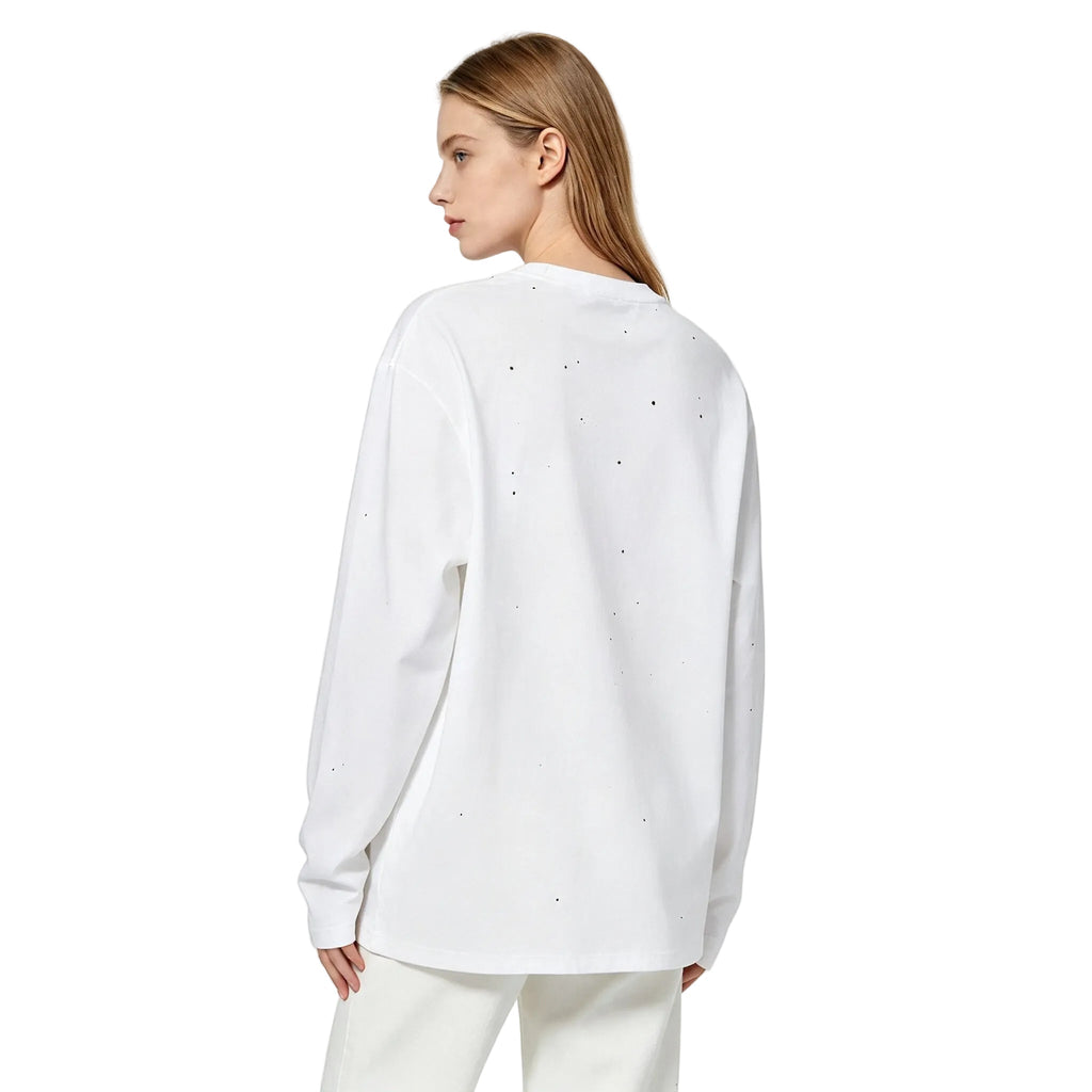 Acne Studios Rhinestone logo Long sleeve T-shirt Optic White