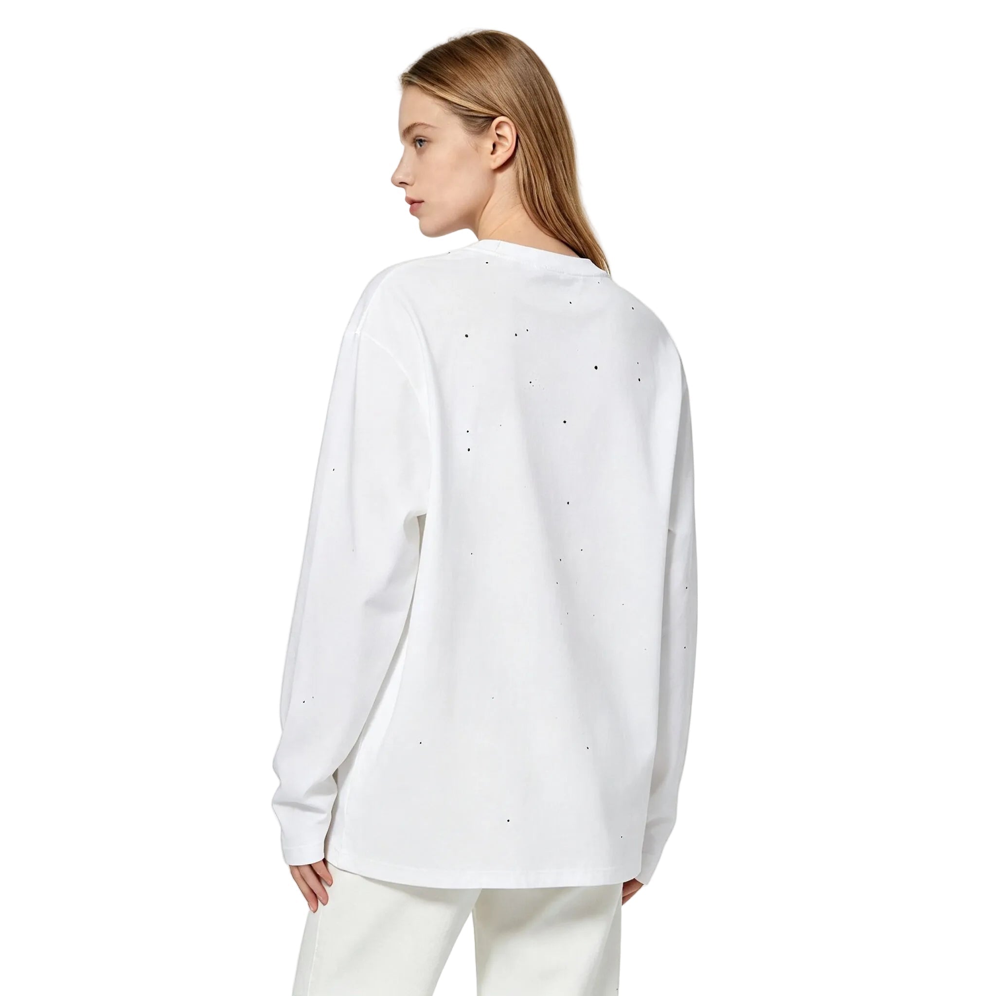 Acne Studios Rhinestone logo Long sleeve T-shirt Optic White