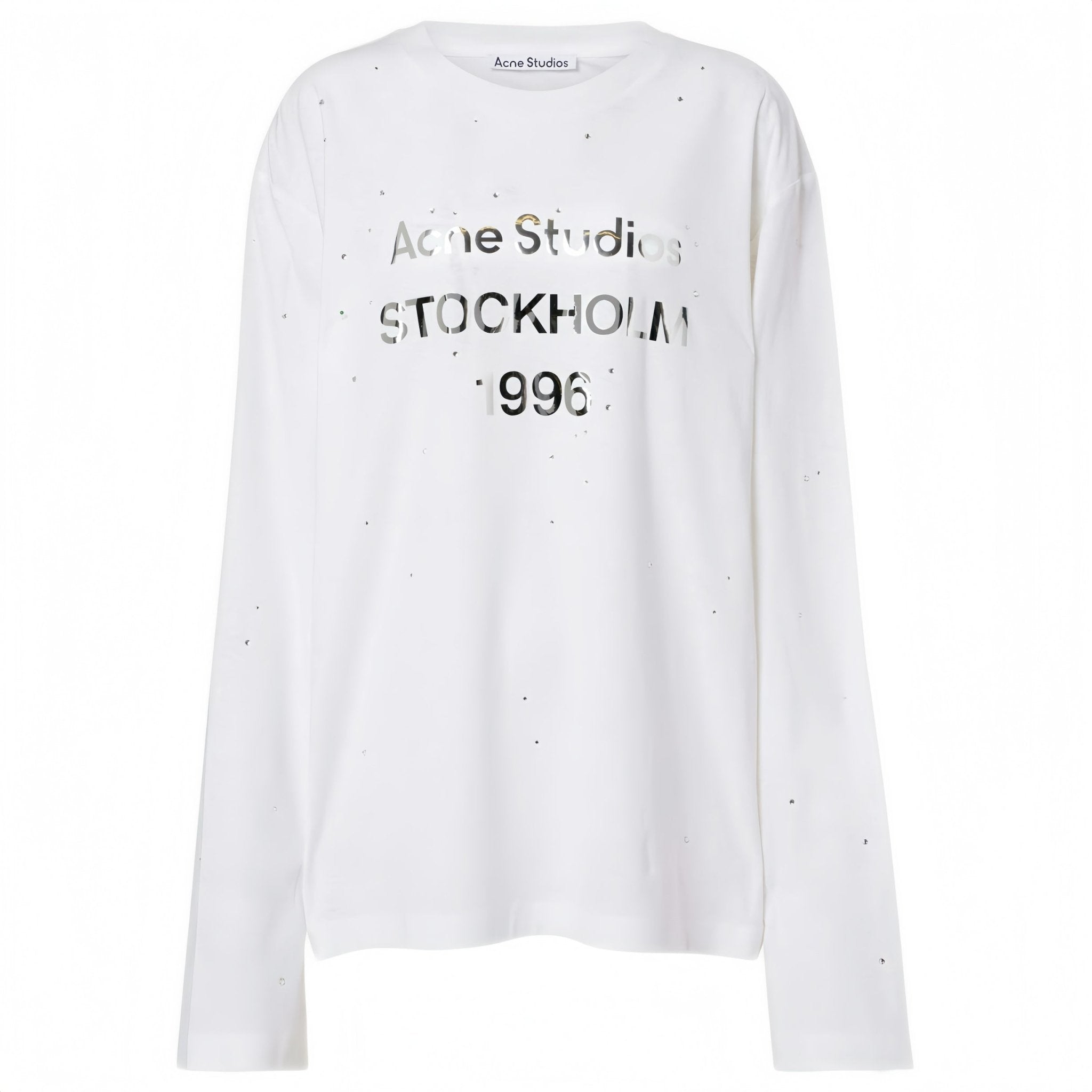 Acne Studios Rhinestone logo Long sleeve T-shirt Optic White
