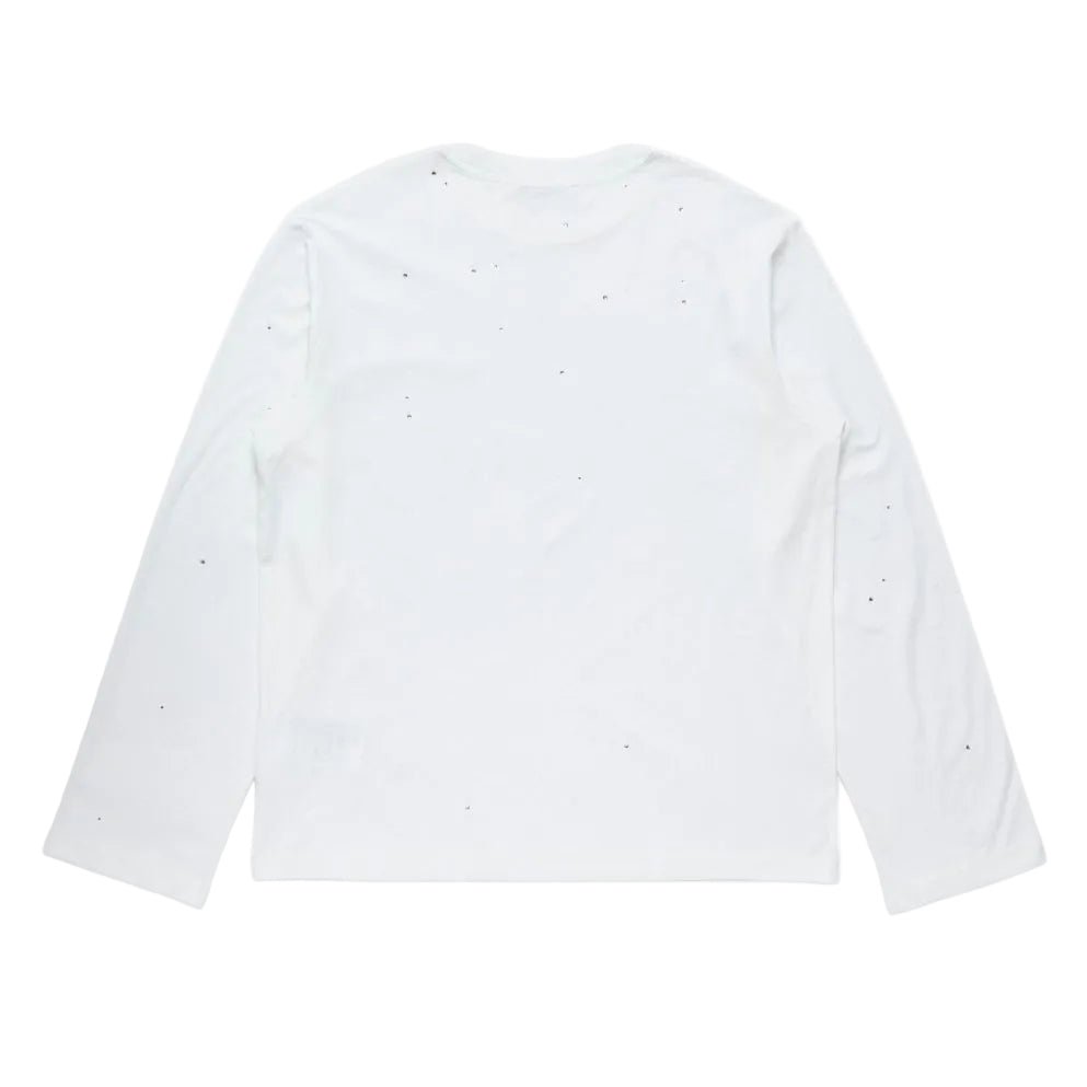 Acne Studios Rhinestone logo Long sleeve T-shirt Optic White