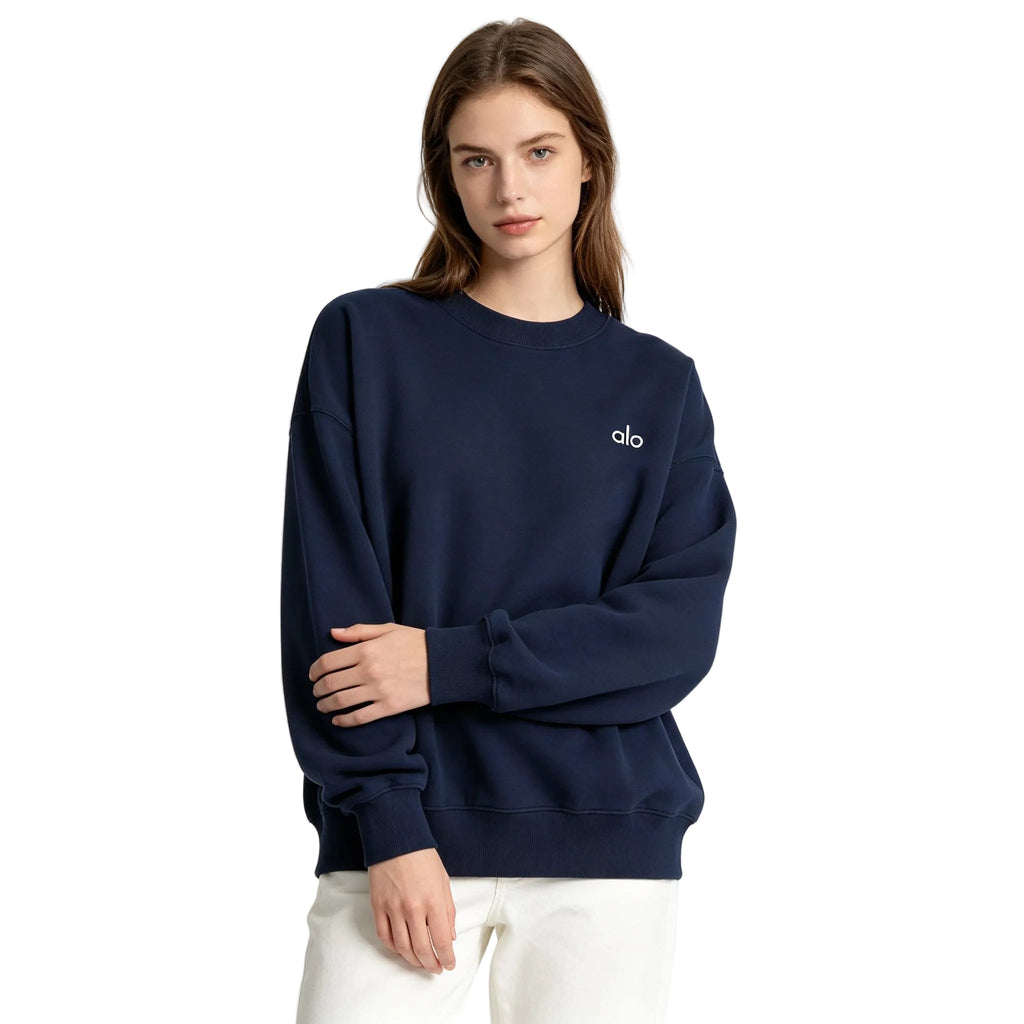 ALO Accolade Crew Neck Pullover Navy