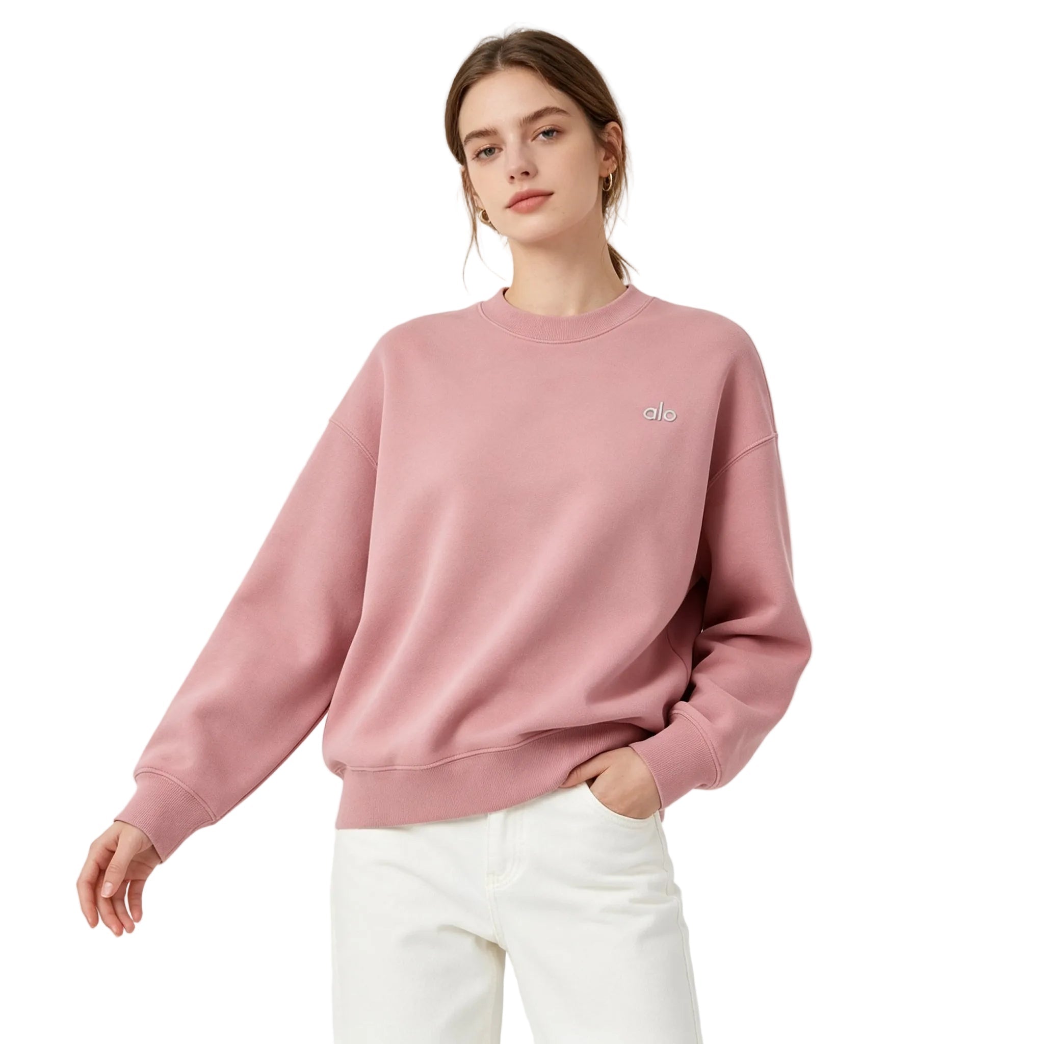 ALO Accolade Crew Neck Pullover Vintage Pink
