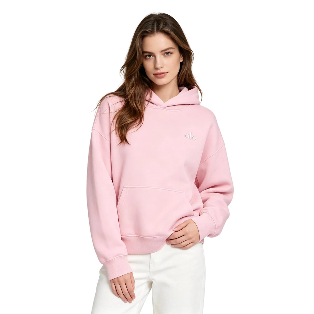Alo Yoga Accolade Cotton Blend Hoodie Ballet Pink