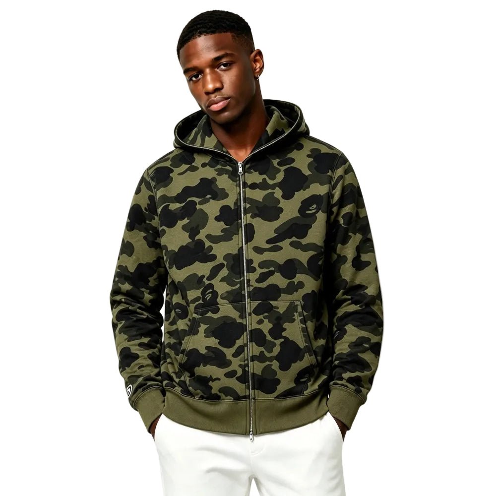 BAPE 1st Camo Shark Full Zip Hoodie Green