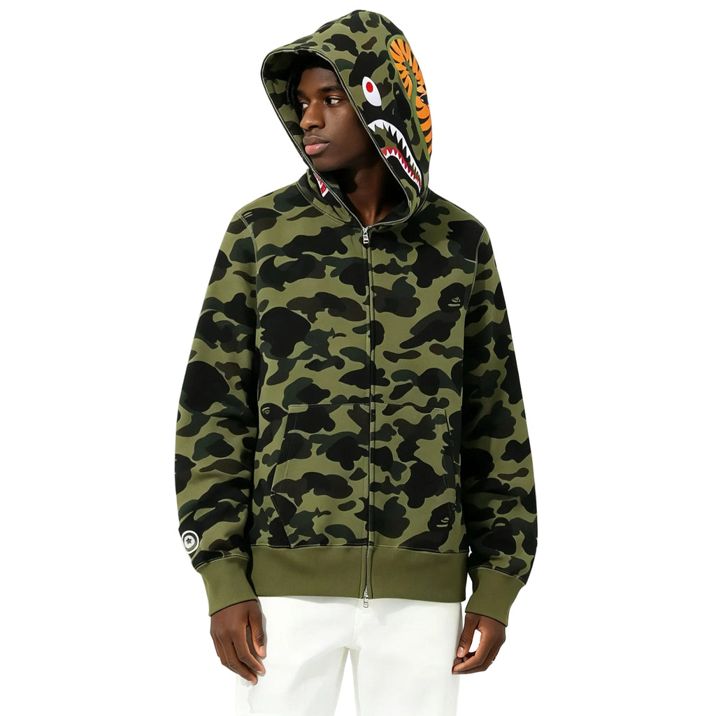 BAPE 1st Camo Shark Full Zip Hoodie Green