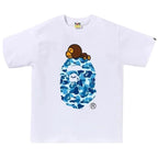 Bape ABC Camo Milo On Big Ape Tee FW25 White Blue
