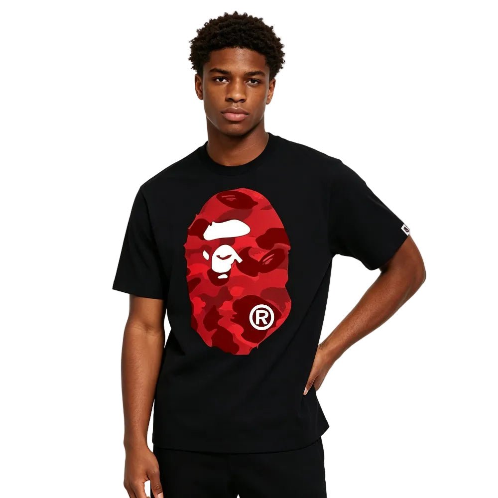 BAPE Color Camo Big Ape Head Tee Black Red