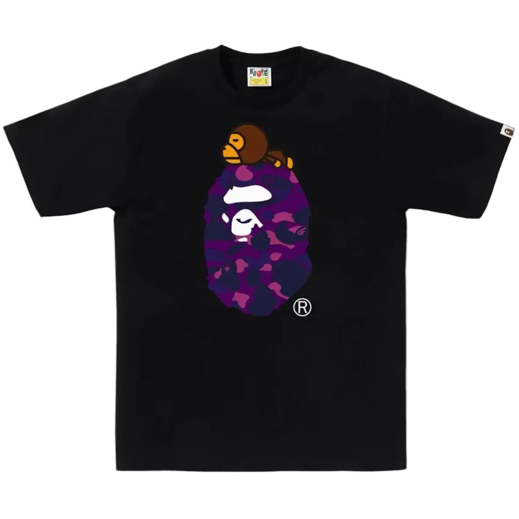 Bape Color Camo Milo On Big Ape Tee Black Purple