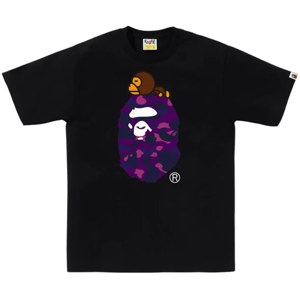 Bape Color Camo Milo On Big Ape Tee Black Purple