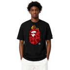 Bape Color Camo Milo On Big Ape Tee Black Red