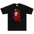 Bape Color Camo Milo On Big Ape Tee Black Red