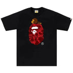 Bape Color Camo Milo On Big Ape Tee Black Red