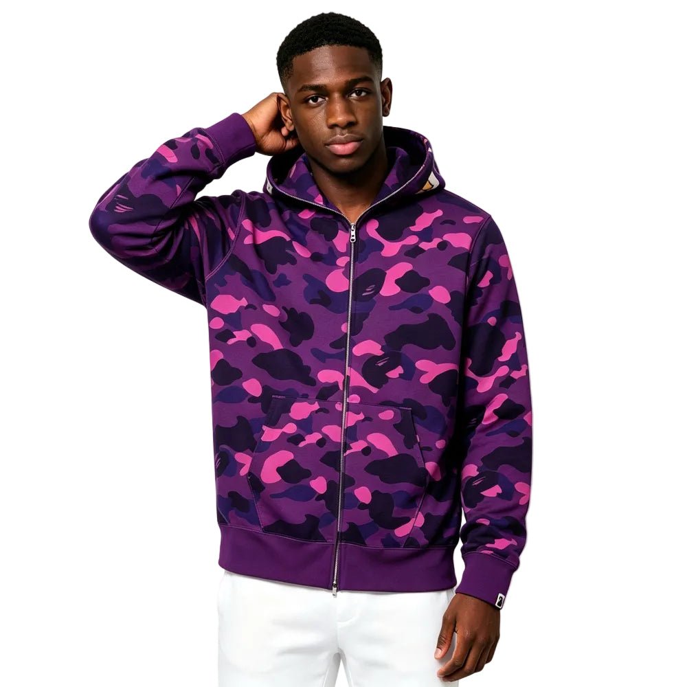 BAPE Color Camo Shark Full Zip Hoodie Purple