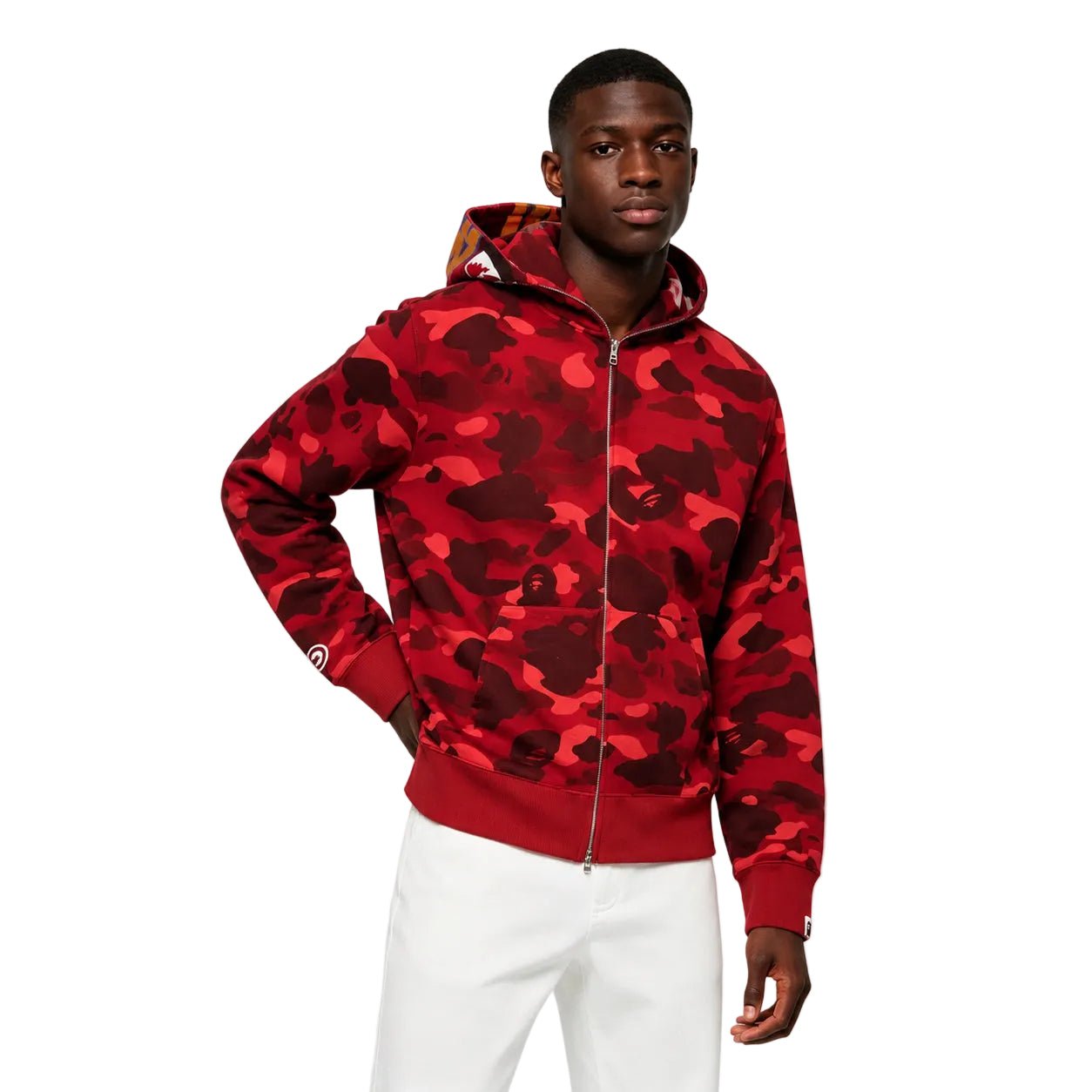 BAPE Color Camo Shark Full Zip Hoodie Red