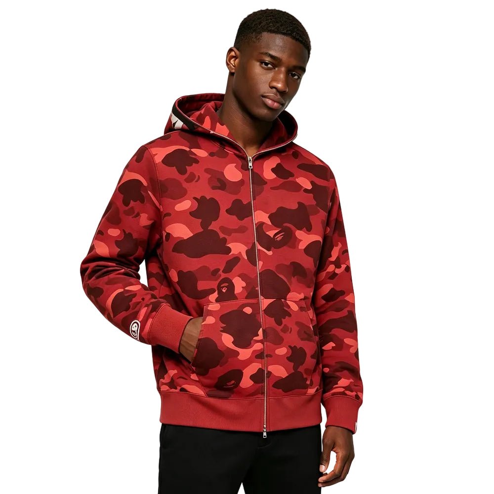 BAPE Color Camo Shark Full Zip Hoodie Red