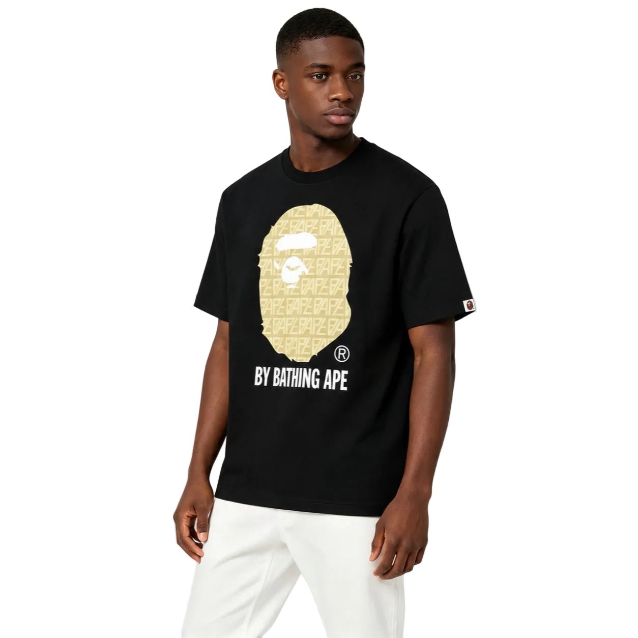 BAPE Logo Monogram By Bathing Ape Tee Black Beige