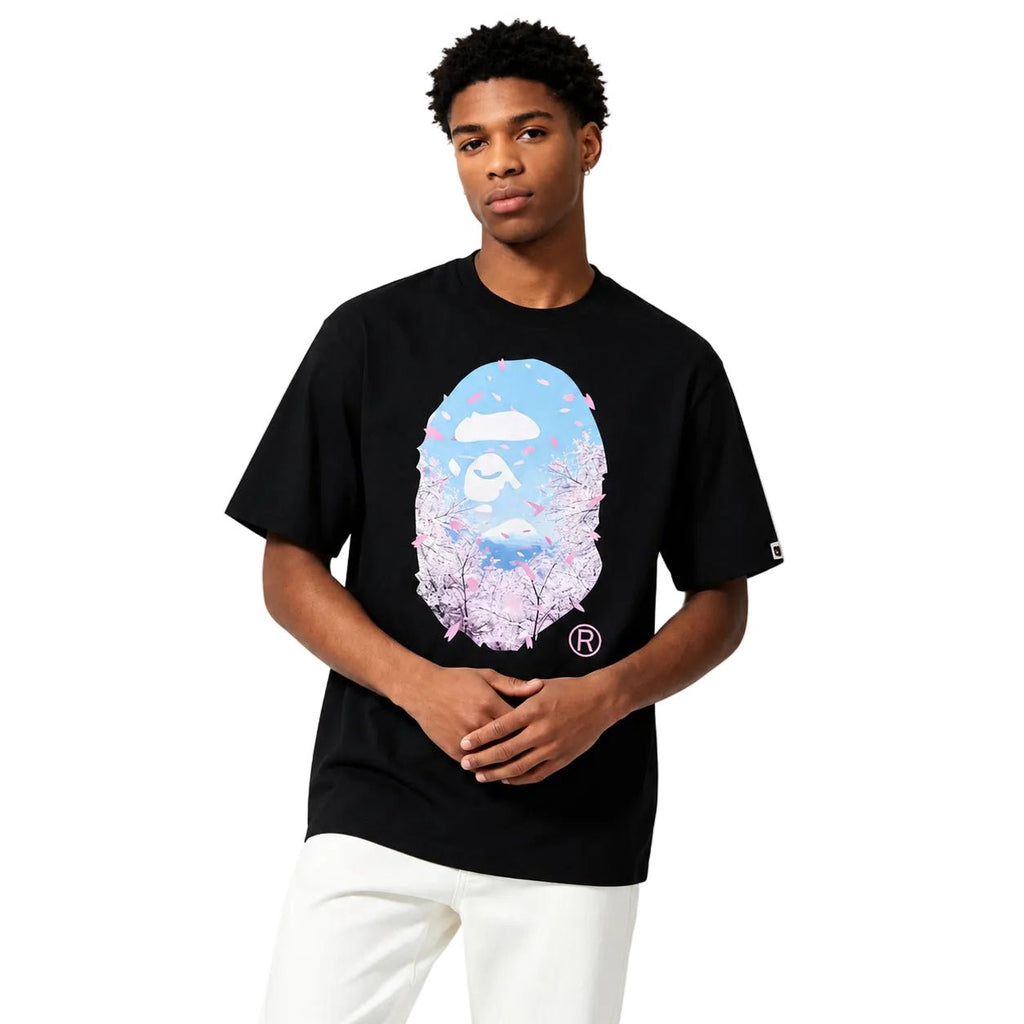 BAPE Sakura Photo Ape Head Tee SS26 Black