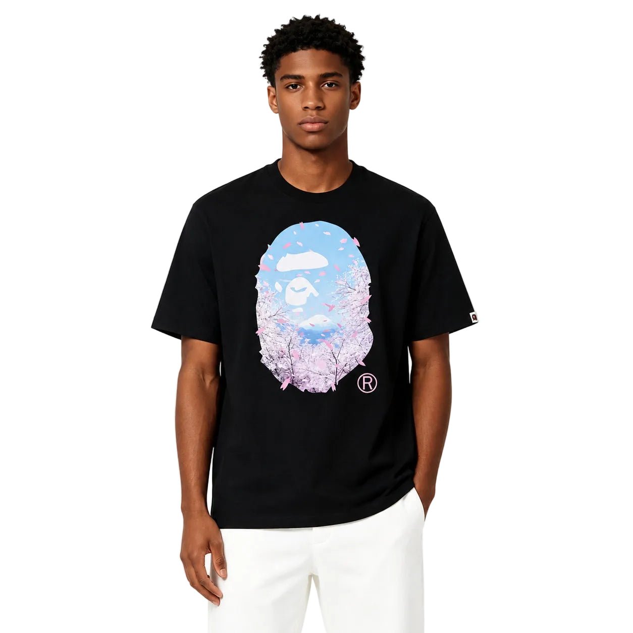 BAPE Sakura Photo Ape Head Tee SS26 Black