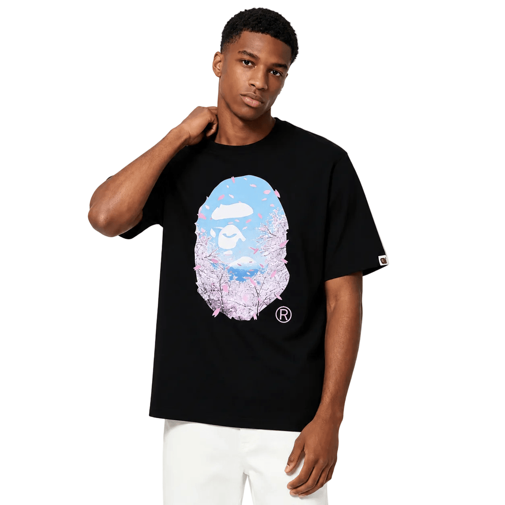 BAPE Sakura Photo Ape Head Tee SS26 Black