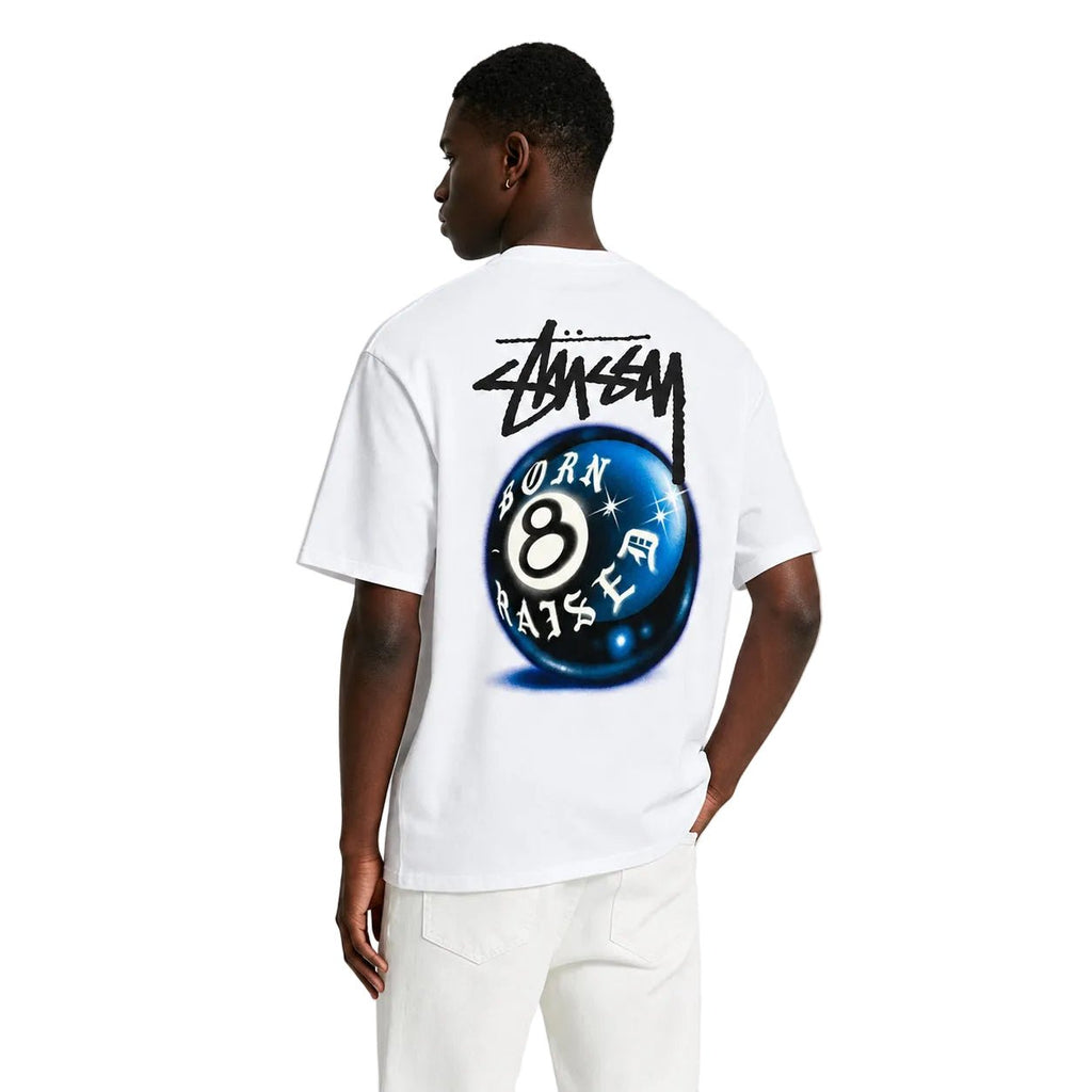 Stussy Born X Raised 8 Ball Tee White