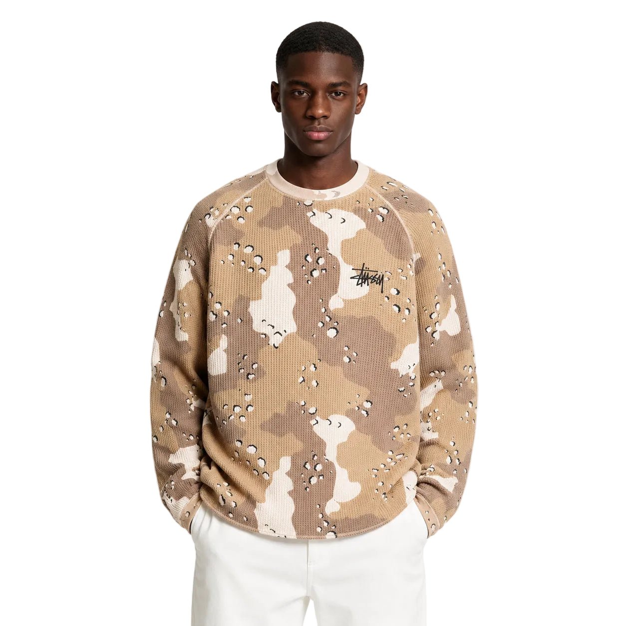 Stussy Raglan Thermal Long-Sleeve Crew Desert Camo