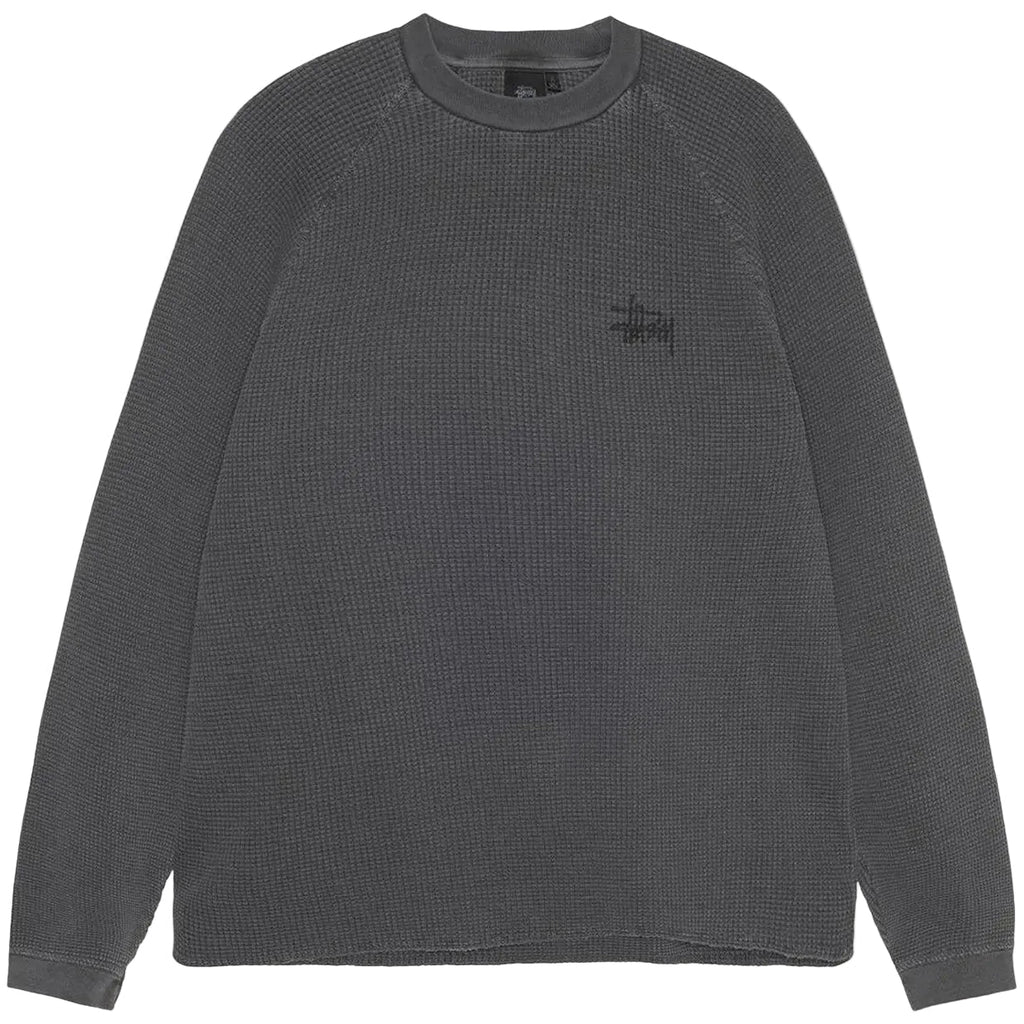 Stussy Raglan Thermal Long-Sleeve Crew Washed Black